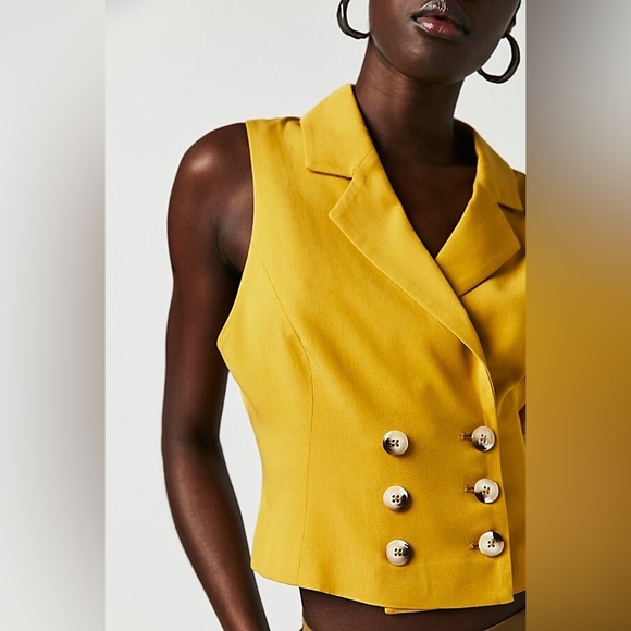 NWOT Free People Double Breasted Gabbie Vest - Picture 3 of 9